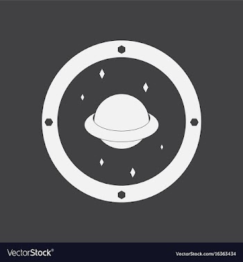 White icon on black background saturn orbit vector image