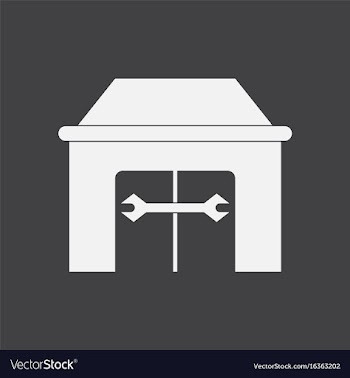 White icon on black background service station vector image