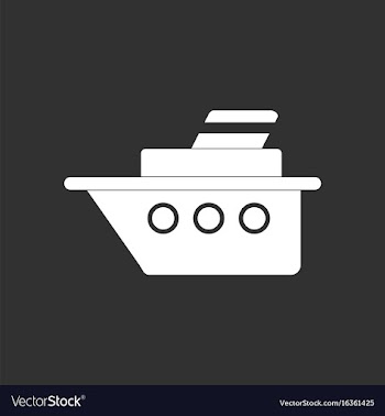 White icon on black background ship silhouette vector image