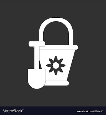 White icon on black background shovel and bucket vector image