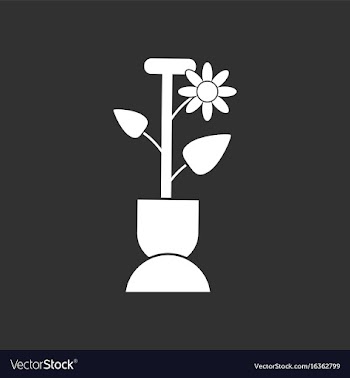 White icon on black background shovel and flower vector image