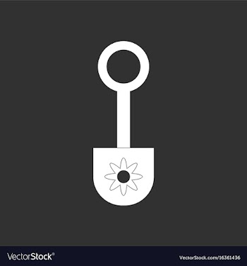 White icon on black background shovel toy vector image