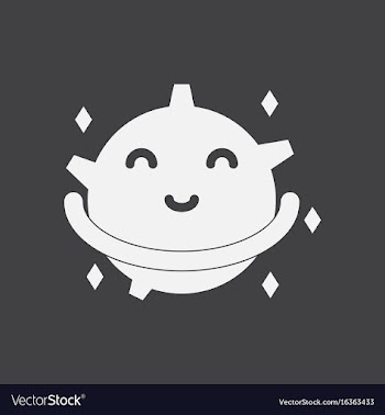 White icon on black background smiling satellite vector image