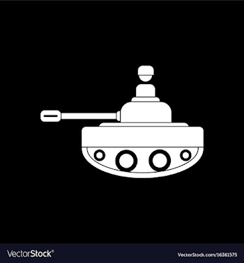 White icon on black background soldier on tank vector image