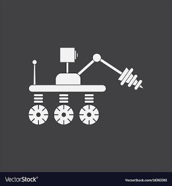 White icon on black background space robot vector image
