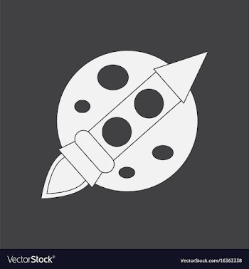 White icon on black background space rocket and vector image