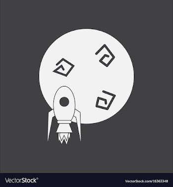 White icon on black background space rocket and vector image