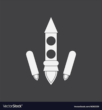White icon on black background space rocket start vector image