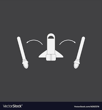 White icon on black background space shuttle start vector image