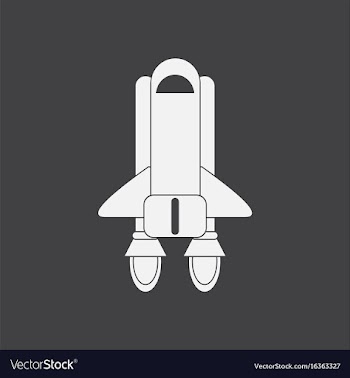 White icon on black background space shuttle vector image