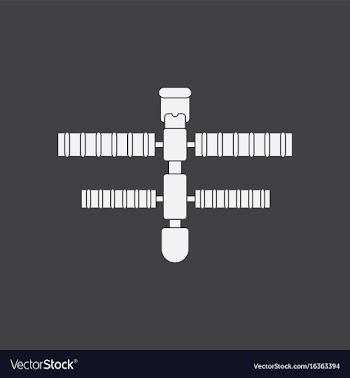 White icon on black background space station vector image