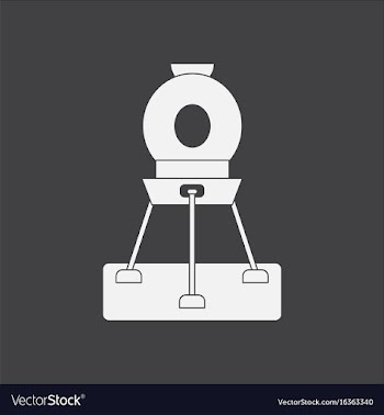 White icon on black background spacecraft on land vector image