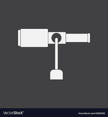 White icon on black background spyglass on a stand vector image