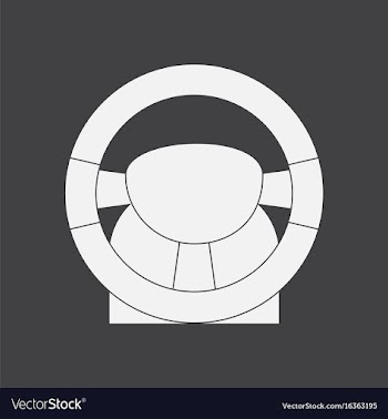 White icon on black background steering wheel vector image
