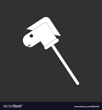 White icon on black background stick horse toy vector image