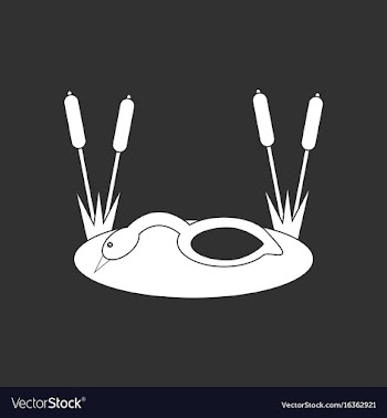White icon on black background swan in the reeds vector image