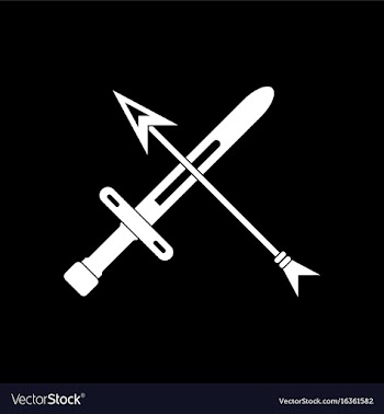 White icon on black background sword and arrow vector image