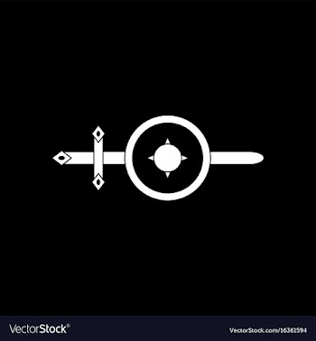 White icon on black background sword and shield vector image