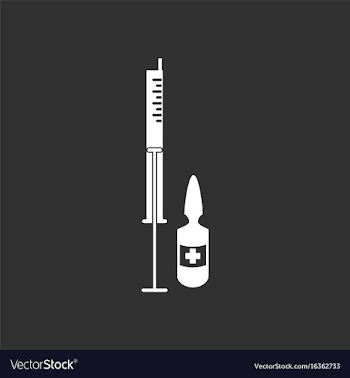 White icon on black background syringe and ampoule vector image
