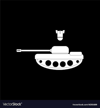 White icon on black background tank and mortar vector image