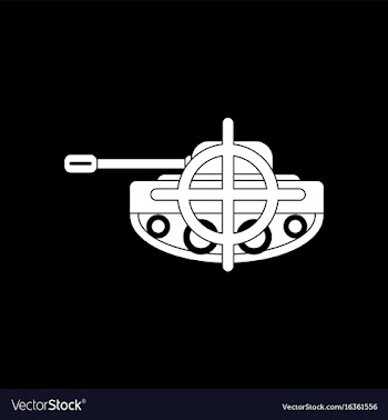White icon on black background tank at gunpoint vector image