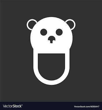 White icon on black background teddy bear bib vector image