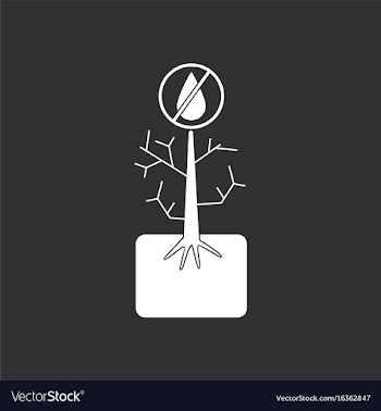 White icon on black background thirsty plant vector image