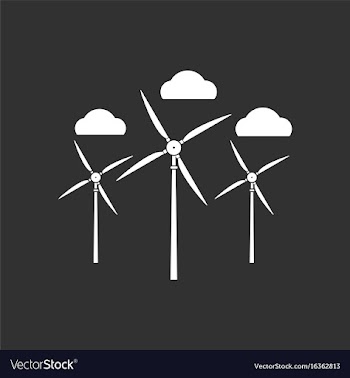 White icon on black background three wind turbines vector image