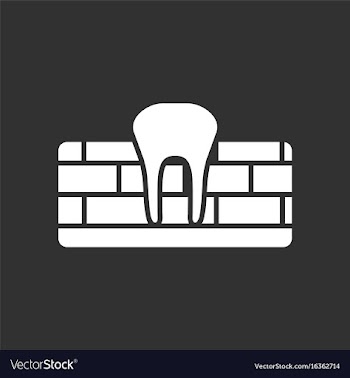 White icon on black background tooth and gum vector image