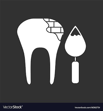 White icon on black background tooth with tool vector image