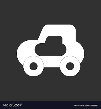 White icon on black background toy car vector image