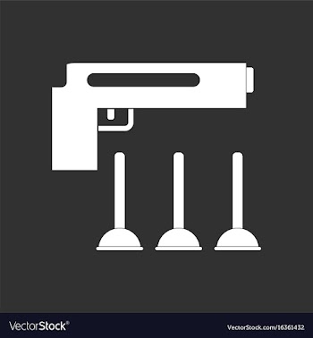 White icon on black background toy gun vector image