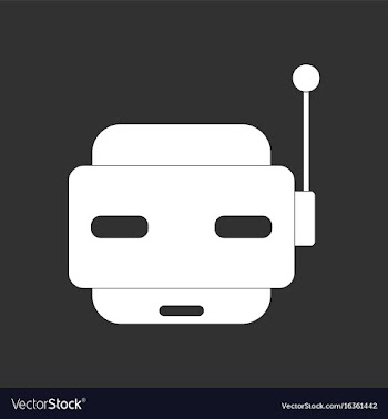 White icon on black background toy robot face vector image