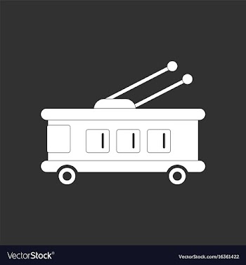 White icon on black background trolleybus vector image