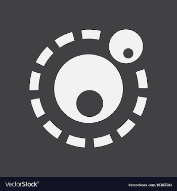 White icon on black background two atoms vector image