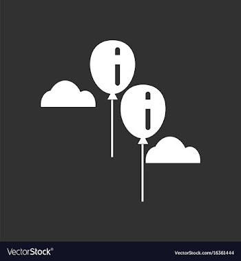 White icon on black background two balloons in sky vector image