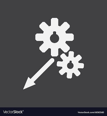White icon on black background two gears vector image
