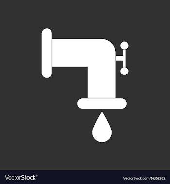 White icon on black background water pipe and drop vector image