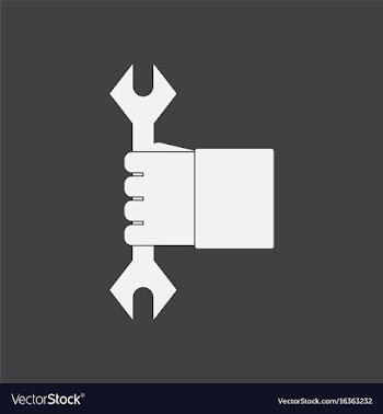 White icon on black background wrench in hand vector image