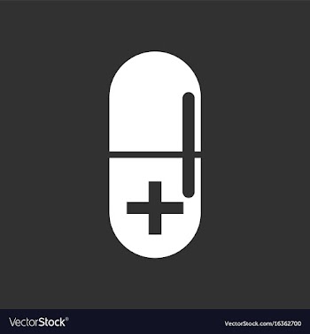 White icon on black backgroundcapsule with cross vector image