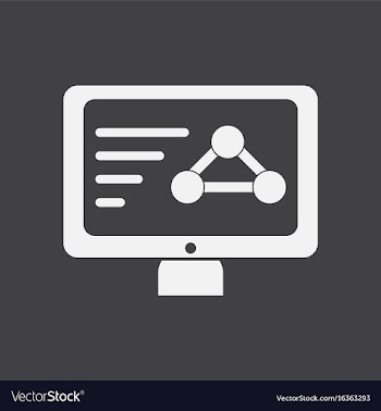 White icon on black backgroundmolecules in monitor vector image