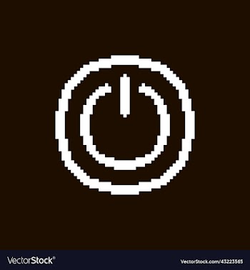 white icon power on button in round frame