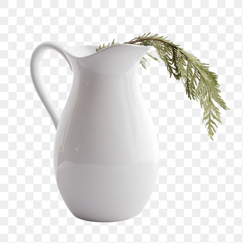 White jug with leaf png | Free PNG - rawpixel