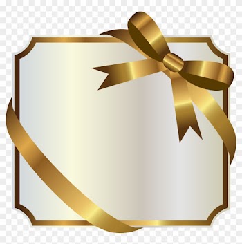 White Label With Gold Bow Png Clipart Image - Png Gold Banners