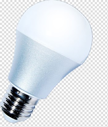 White light bulb, Incandescent light bulb LED lamp Light-emitting diode, Silver LED bulb transparent background PNG clipart