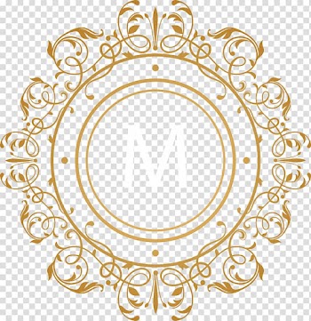 White M logo , Gold Make-up If(we), Golden European pattern transparent background PNG clipart