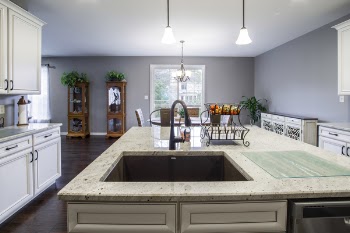 White Marble-top Kitchen Island With Sink