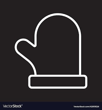 white mitten line art icon