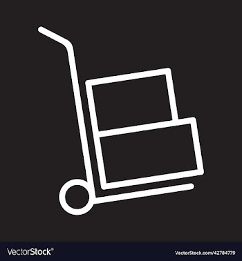 white moving hand truck line art icon