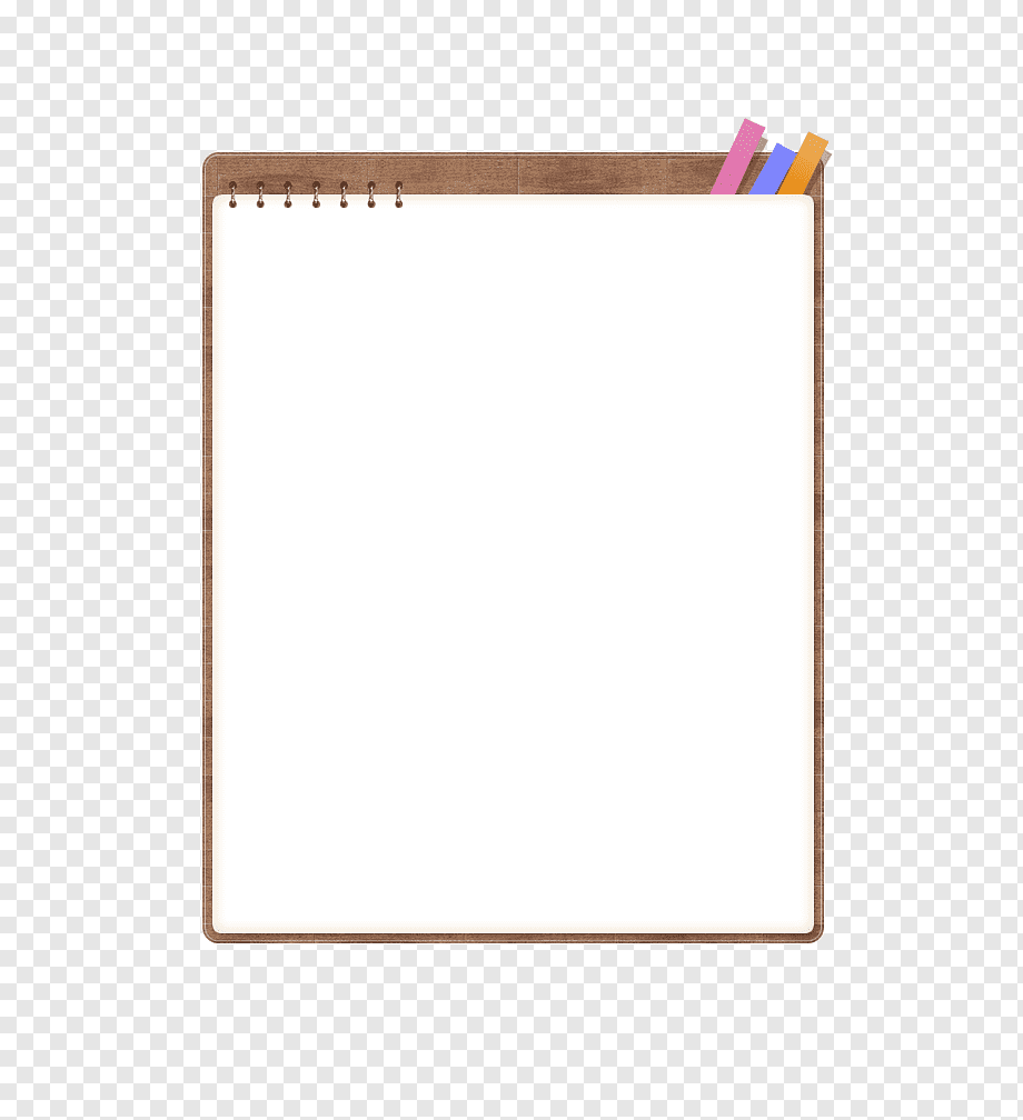 white notepad with brown board, Paper Text frame Yellow Pattern, notebook, border, purple, angle png